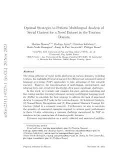 Optimal strategies to perform multilingual analysis of social content for a novel dataset in the tourism domain