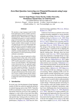 Zero-Shot Question Answering over Financial Documents using Large
  Language Models