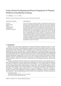 Coarse-Grained Configurational Polymer Fingerprints for Property
  Prediction using Machine Learning