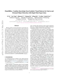 Point2RBox: Combine Knowledge from Synthetic Visual Patterns for
  End-to-end Oriented Object Detection with Single Point Supervision