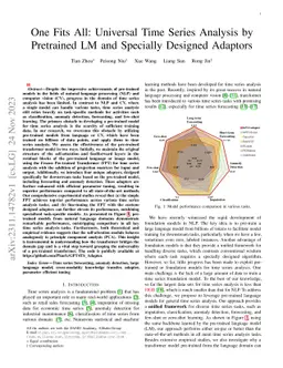 One Fits All: Universal Time Series Analysis by Pretrained LM and
  Specially Designed Adaptors