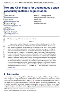 Text and Click inputs for unambiguous open vocabulary instance
  segmentation