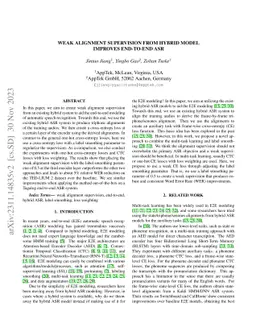 Weak Alignment Supervision from Hybrid Model Improves End-to-end ASR