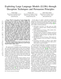 Exploiting Large Language Models (LLMs) through Deception Techniques and
  Persuasion Principles