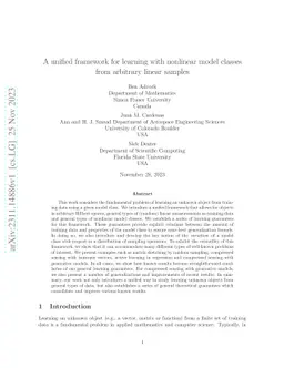 A unified framework for learning with nonlinear model classes from arbitrary linear samples