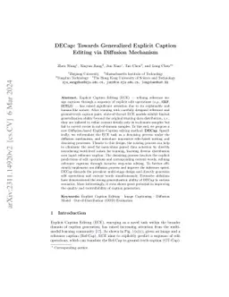 DECap: Towards Generalized Explicit Caption Editing via Diffusion
  Mechanism