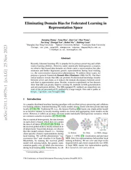 Eliminating Domain Bias for Federated Learning in Representation Space