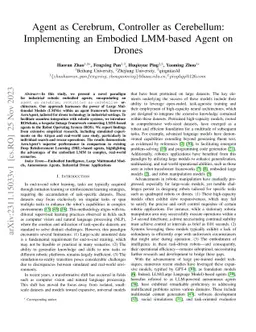 Agent as Cerebrum, Controller as Cerebellum: Implementing an Embodied
  LMM-based Agent on Drones