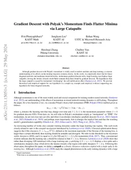 Gradient Descent with Polyak's Momentum Finds Flatter Minima via Large
  Catapults
