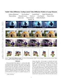 Stable Video Diffusion: Scaling Latent Video Diffusion Models to Large
  Datasets