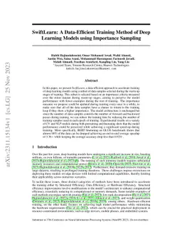 SwiftLearn: A Data-Efficient Training Method of Deep Learning Models
  using Importance Sampling