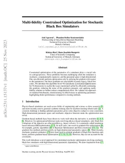 Multi-fidelity Constrained Optimization for Stochastic Black Box
  Simulators