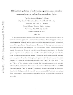 Efficient interpolation of molecular properties across chemical compound
  space with low-dimensional descriptors
