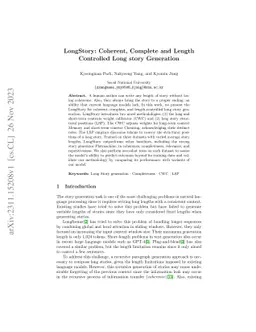 LongStory: Coherent, Complete and Length Controlled Long story Generation