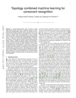 Topology combined machine learning for consonant recognition