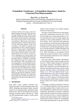 Probabilistic Transformer: A Probabilistic Dependency Model for
  Contextual Word Representation