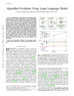 Algorithm Evolution Using Large Language Model