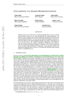 Unlearning via Sparse Representations