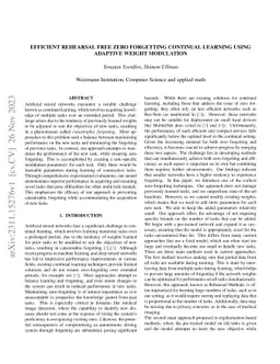 Efficient Rehearsal Free Zero Forgetting Continual Learning using
  Adaptive Weight Modulation