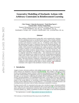 Generative Modelling of Stochastic Actions with Arbitrary Constraints in
  Reinforcement Learning