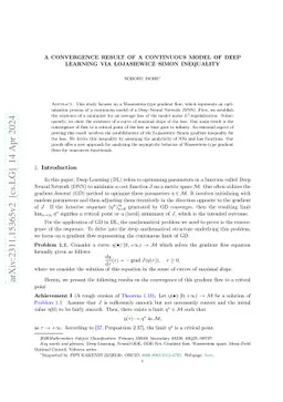 A convergence result of a continuous model of deep learning via
  Łojasiewicz--Simon inequality
