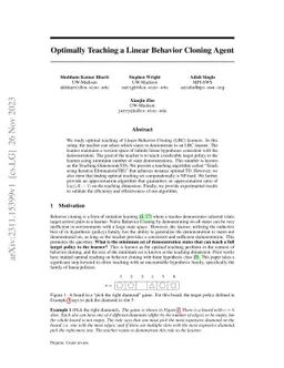 Optimally Teaching a Linear Behavior Cloning Agent