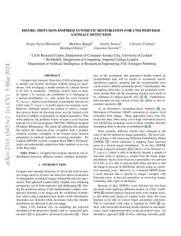 DISYRE: Diffusion-Inspired SYnthetic REstoration for Unsupervised
  Anomaly Detection