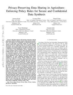 Privacy-Preserving Data Sharing in Agriculture: Enforcing Policy Rules
  for Secure and Confidential Data Synthesis