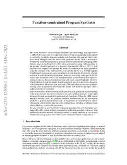 Function-constrained Program Synthesis