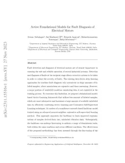 Active Foundational Models for Fault Diagnosis of Electrical Motors
