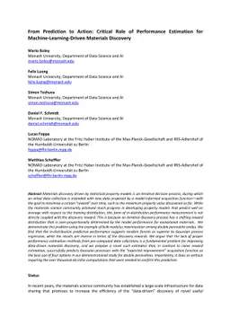From Prediction to Action: Critical Role of Performance Estimation for
  Machine-Learning-Driven Materials Discovery