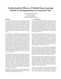 Evaluating the Efficacy of Hybrid Deep Learning Models in Distinguishing
  AI-Generated Text