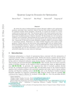 Quantum Langevin Dynamics for Optimization