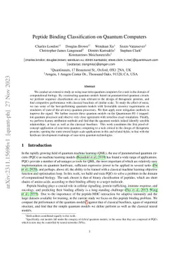 Peptide Binding Classification on Quantum Computers