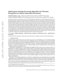 Optimization of Image Processing Algorithms for Character Recognition in
  Cultural Typewritten Documents