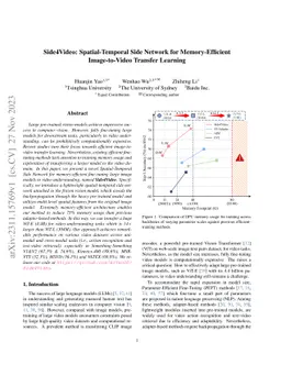 Side4Video: Spatial-Temporal Side Network for Memory-Efficient
  Image-to-Video Transfer Learning