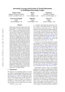 Increasing Coverage and Precision of Textual Information in Multilingual
  Knowledge Graphs