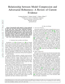 Relationship between Model Compression and Adversarial Robustness: A
  Review of Current Evidence