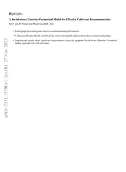 A Social-aware Gaussian Pre-trained Model for Effective Cold-start
  Recommendation