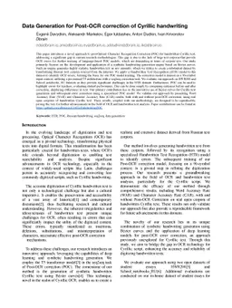 Data Generation for Post-OCR correction of Cyrillic handwriting