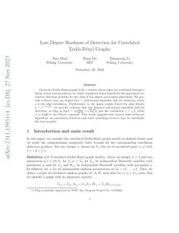 Low-Degree Hardness of Detection for Correlated Erdős-Rényi Graphs