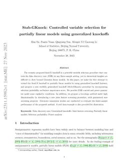 Stab-GKnock: Controlled variable selection for partially linear models
  using generalized knockoffs