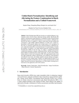 Unified Batch Normalization: Identifying and Alleviating the Feature
  Condensation in Batch Normalization and a Unified Framework