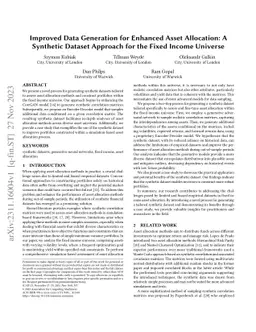 Improved Data Generation for Enhanced Asset Allocation: A Synthetic
  Dataset Approach for the Fixed Income Universe