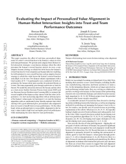 Evaluating the Impact of Personalized Value Alignment in Human-Robot
  Interaction: Insights into Trust and Team Performance Outcomes