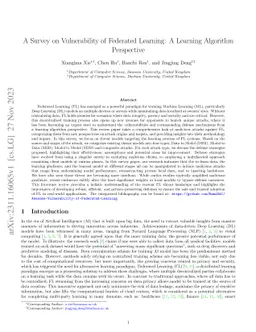 A Survey on Vulnerability of Federated Learning: A Learning Algorithm
  Perspective