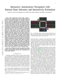 Interactive Autonomous Navigation with Internal State Inference and
  Interactivity Estimation