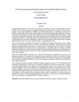 A Privacy-preserving Central Bank Ledger for Central Bank Digital
  Currency