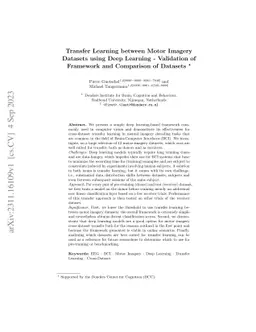 Transfer Learning between Motor Imagery Datasets using Deep Learning --
  Validation of Framework and Comparison of Datasets