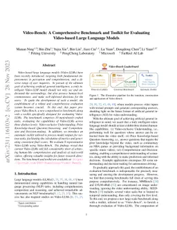 Video-Bench: A Comprehensive Benchmark and Toolkit for Evaluating
  Video-based Large Language Models